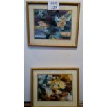 Jayavanth (India) - A pair of framed and glazed watercolour abstract sea life signed and dated 98