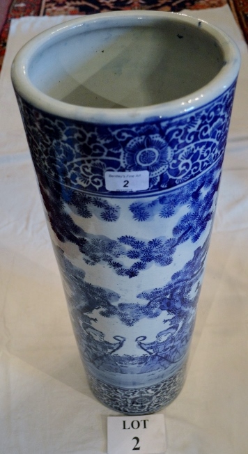 A 19c blue and white Chinese stick stand est: £60-£90 (A1)