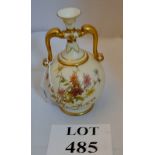 A Royal Worcester bulbous vase with slim neck (7 inches high approx) (a/f) est: £30-£50 (F2)