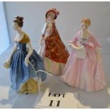 Three Royal Doulton figurines: The Paisley Shawl HN 1392 (a/f); Melanie HN 2271;