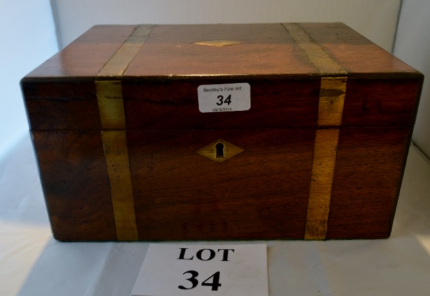 A brass bound 19c writing slope mahogany and in good condition est: £40-£60 (A3)