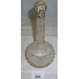 A heavy cut glass scent bottle with silver top indistinct hallmarks est: £50-£80