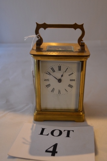 A brass carriage clock est: £40-£60 (N2)