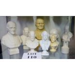 A collection of nine small busts of musicians and religious figures (mostly Parian) est: £50-£80