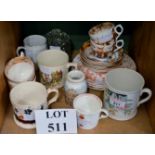 A mixed lot of Victorian and later pottery and a glass jar and cover est: £25-£45 (F26)