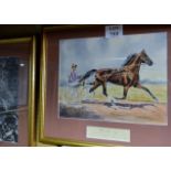 A framed and glazed watercolour study of 'Mac Kinley' winner of the Hamburg Grouzer,