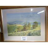 Andrew Dundridge (20th century): a framed and glazed mixed media landscape  signed and bears label