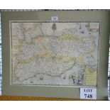 A reproduction Saxton's map of Kent, Sussex,