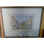 William Sidney Causer RI (1876-1958): a framed and glazed watercolour street scene 'Lewes' signed