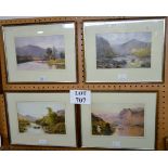 A set of four framed and glazed prints after Breanski (1852-1928) highland scenes est: £20-£40