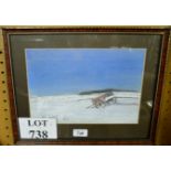 Eric Adams : a framed and glazed pastel titled 'The Red Cart' signed with initials and dated '93,