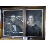 A pair of framed and glazed pastel portraits 60cm x 46cm approx  est: £40-£60