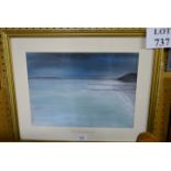 Mollie Boyce: a framed and glazed watercolour and pastel seascape titled' The Calm Before The