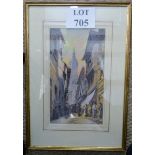A framed and glazed 19th century watercolour street scene 'Fuentarabia' signed Charles Rousse lower