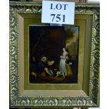 A gilt framed Dutch oil on copper study of a street seller est: £150-£250