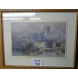 A framed and glazed watercolour French harbour scene 'Rouen' mono lower left J D Barrett est: