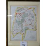 A framed and glazed map depicting Cranbrook,