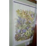 A large framed and glazed watercolour still life study of wild flowers est: £50-£80