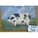 An oil on canvas study of a pig titled 'IRMA' signed and dated 'C.Coby '97'  25.5cm x 35.