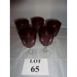 A set of five ruby red glasses est: £15-