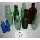 A small box of old inscribed bottles est