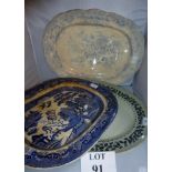 Two blue and white stoneware meat dishes