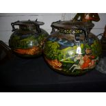 A pair of large Indian metal lidded 'Pal