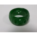 Carved Jade ring of band form, size P