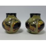 Pair Moorcroft small bulbous vases event