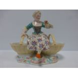 Meissen figural basket salt & pepper dis