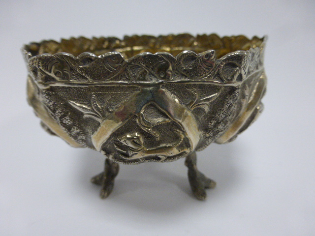 Indian hexagonal white metal gilt lined - Image 2 of 5