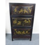 Chinese panelled cabinet with three drop