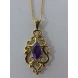 A 9ct gold Amethyst set pendant necklace