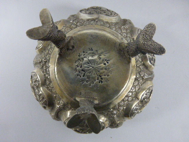 Indian hexagonal white metal gilt lined - Image 4 of 5