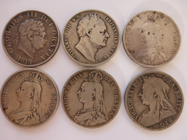 Coins - Six silver Half Crowns - George
