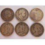 Coins - Six silver Half Crowns - George