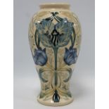 Moorcroft vase, white ground with blue f