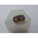 9ct gold Amethyst and white stone ring,