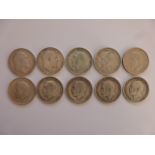 Coins - Ten silver Half Crowns - 1907,19