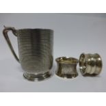 Victorian silver tankard with engine tur