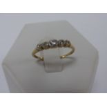 18ct gold (tested) five stone Diamond ri