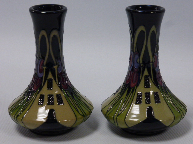 Pair Moorcroft small vases 'The Hamlet'