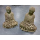 Garden statuary - pair seated figures of