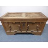 A 18th Century oak coffer with a twin pa