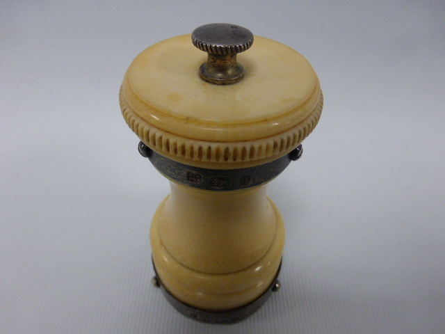 An Ivory pepper grinder with silver moun - Image 2 of 3