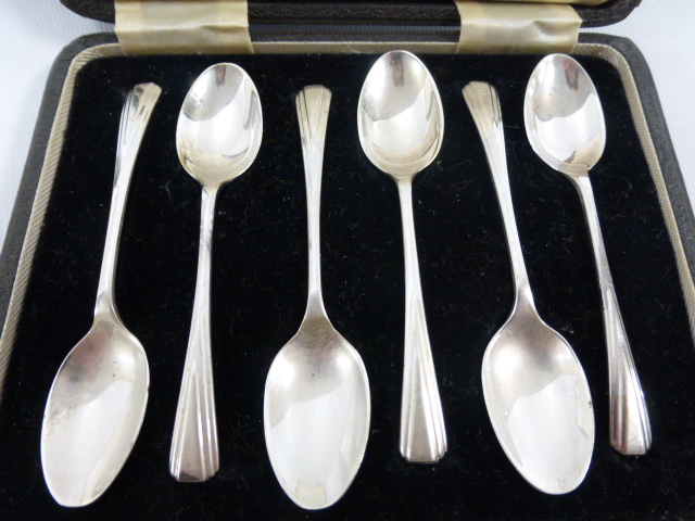 Cased set of six silver pastry / cake fo - Image 4 of 4