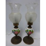 Pair of decorative French table lamps wi