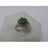 9ct gold Emerald and Diamond ring, size L CONDITION REPORT: Shank distorted