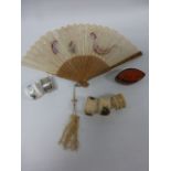 Oriental fan with embroidered Dragon dec