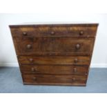 A Victorian walnut veneered chest of dra